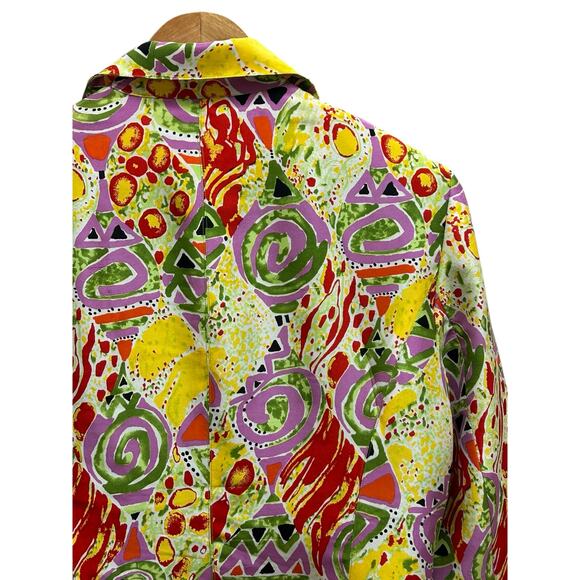 Transitions Silk Jacket Size 12 Colorful Geometric Art‎ to Wear Statement - Picture 4 of 10